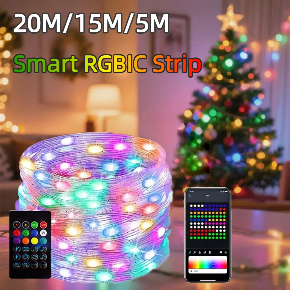 Ws2812B - 20M/10M/5M USB inteligente 5V LED cadena