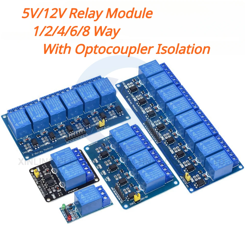 Relay Module 1 Channel - Módulo de relé de 5/12V, 1/2/4/6/8