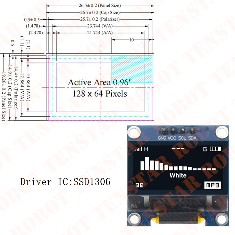 TENSTAR 0,96 pulgadas OLED SSD - Ssd1306 reseña y precio
