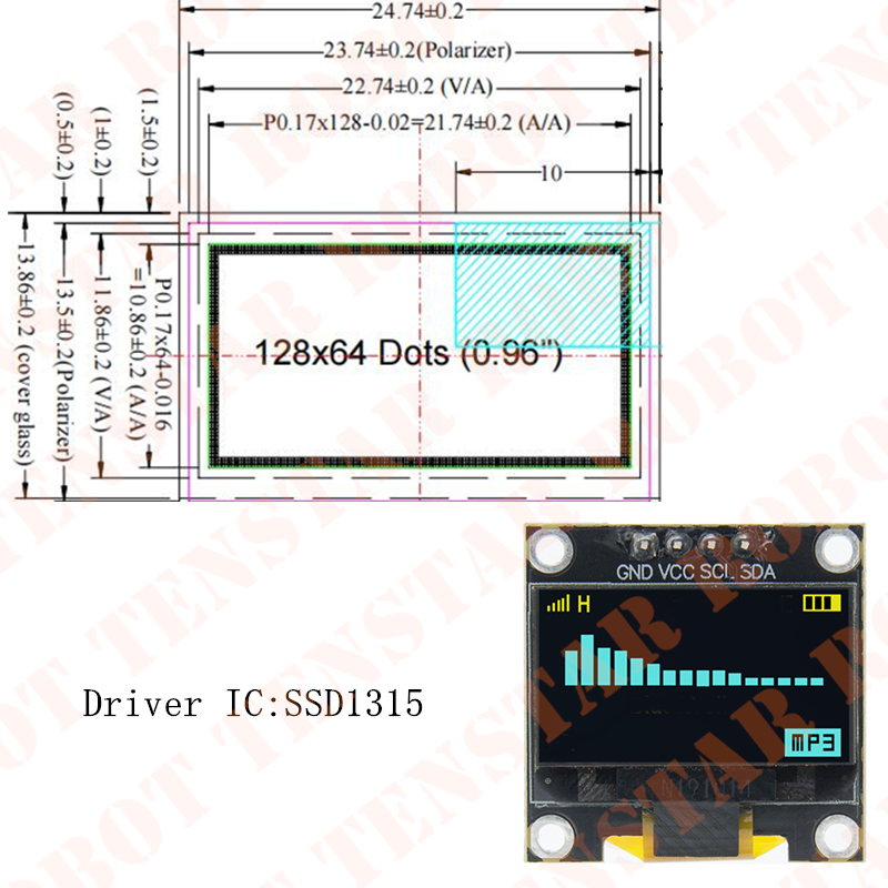 TENSTAR 0,96 pulgadas OLED SSD - Ssd1306 reseña y precio