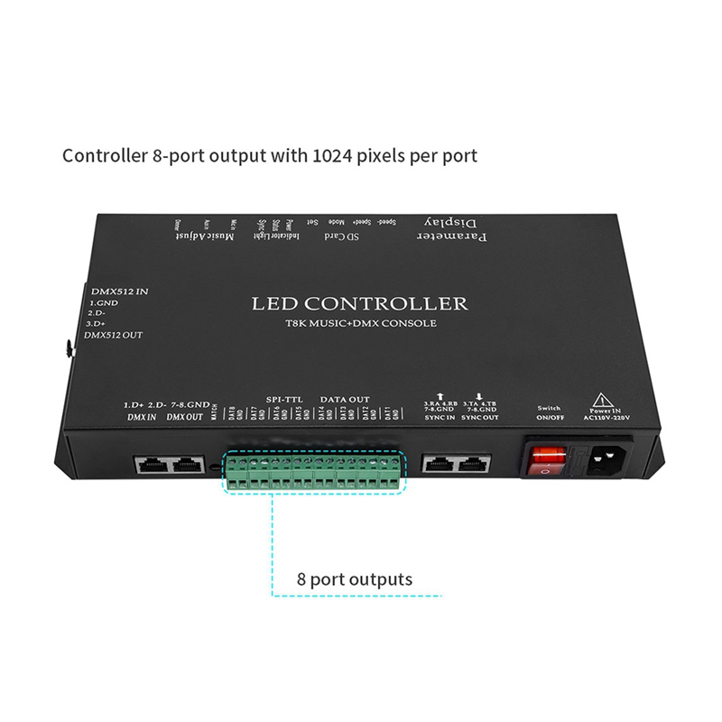 Consola de música T8K + DMX, p - Ws2812B reseña y precio